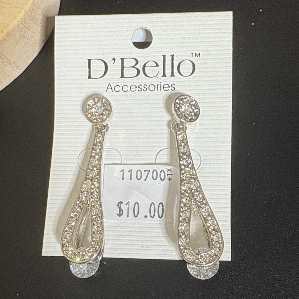 Silver Crystal Drop Earrings 10$